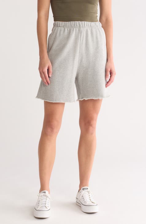 Raw Edge Hem Sweat Shorts (Plus)