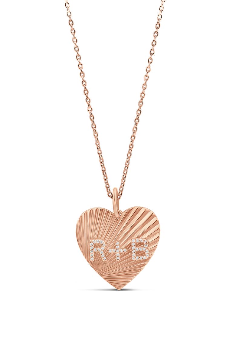 Fluted Heart Initial Pendant Necklace, Main, color, ROSE