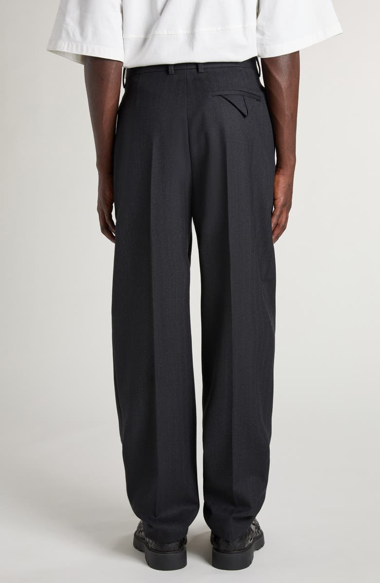 Bottega Veneta Pleated Subtle Stripe Wool Trousers, Alternate, color, 1292 Black/ Dark Blue