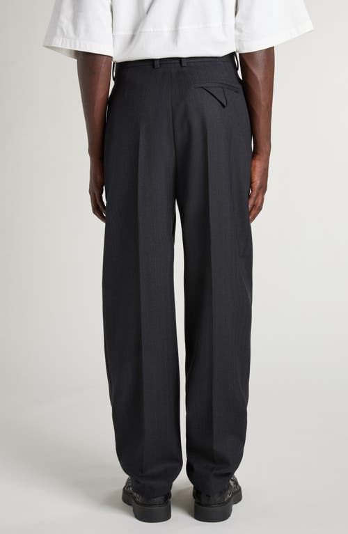 Bottega Veneta Pleated Subtle Stripe Wool Trousers In 1292 Black/dark Blue