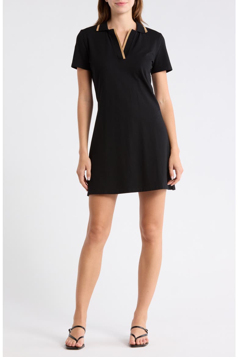 Short Sleeve Polo Shirtdress, Main, color, BLACK
