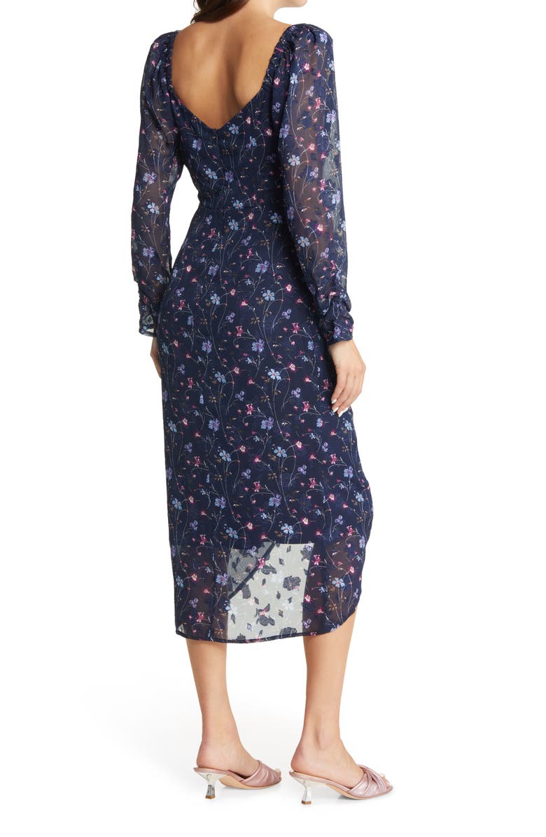 FLORET STUDIOS Floral Wrap Front Long Sleeve Midi Dress, Alternate, color,