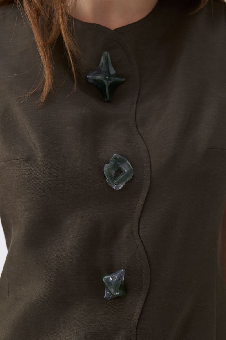 Seashell Accessorized Mini Dress, Alternate, color, Khaki