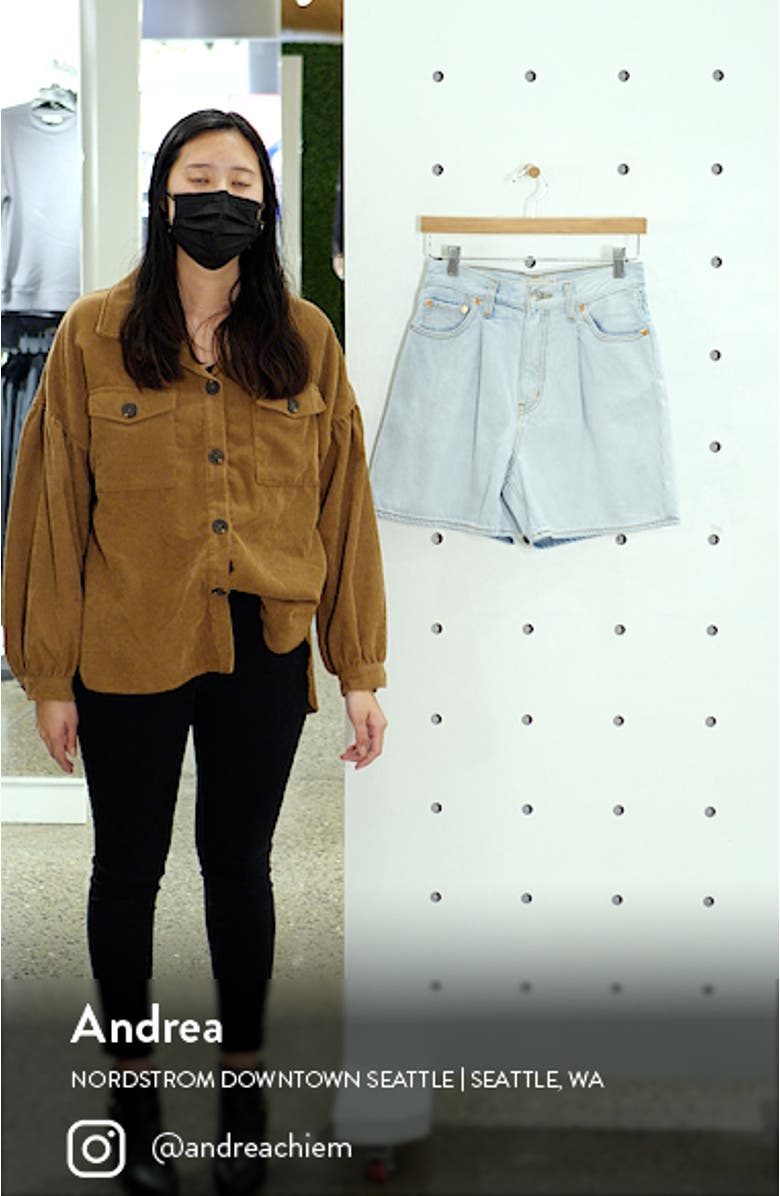 Pleated Ribcage Denim Shorts, sales video thumbnail