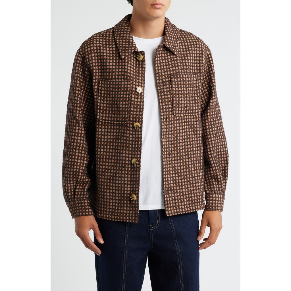 Krost Wool Check Overshirt Golden In Brown