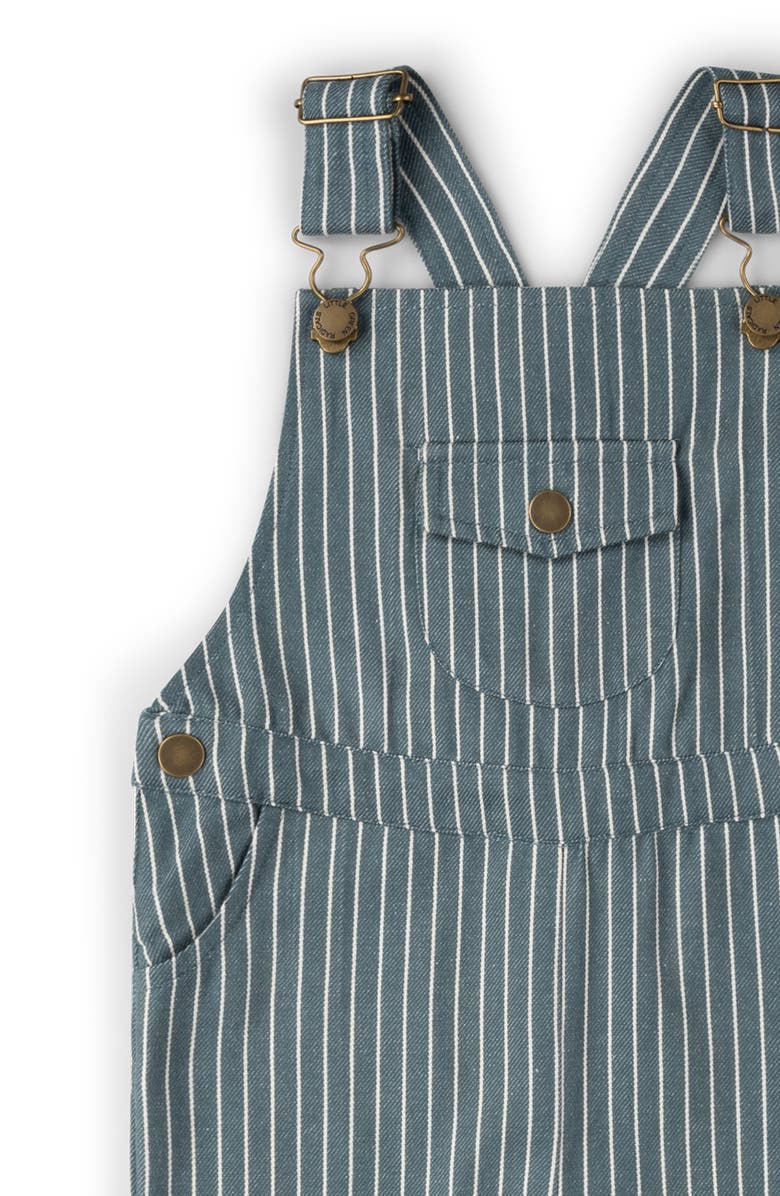 Little Green Radicals Kids' Stripe Organic Cotton Twill Overalls, Alternate, color, Navy