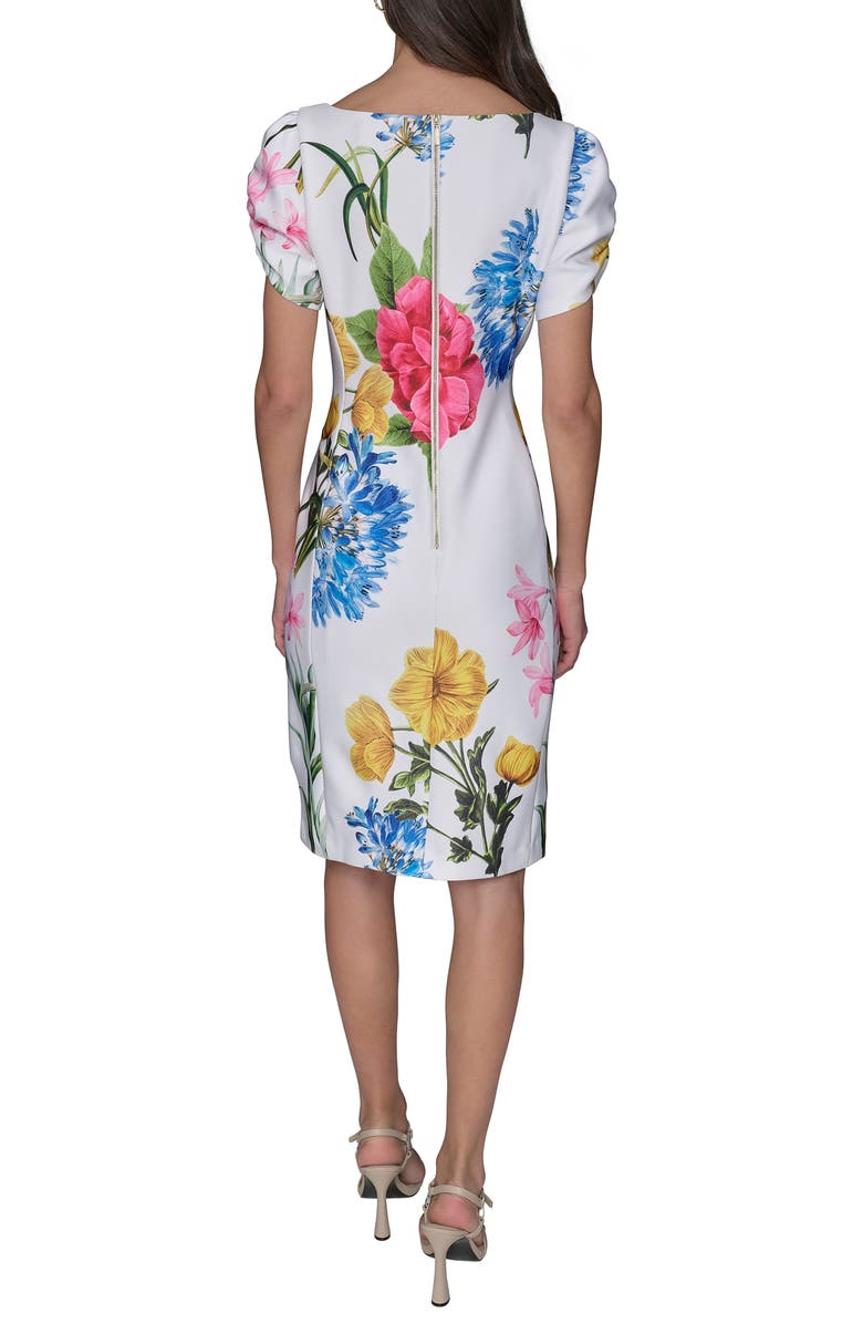 KARL LAGERFELD PARIS Printed Scuba Sheath Dress, Alternate, color, Soft White Multi