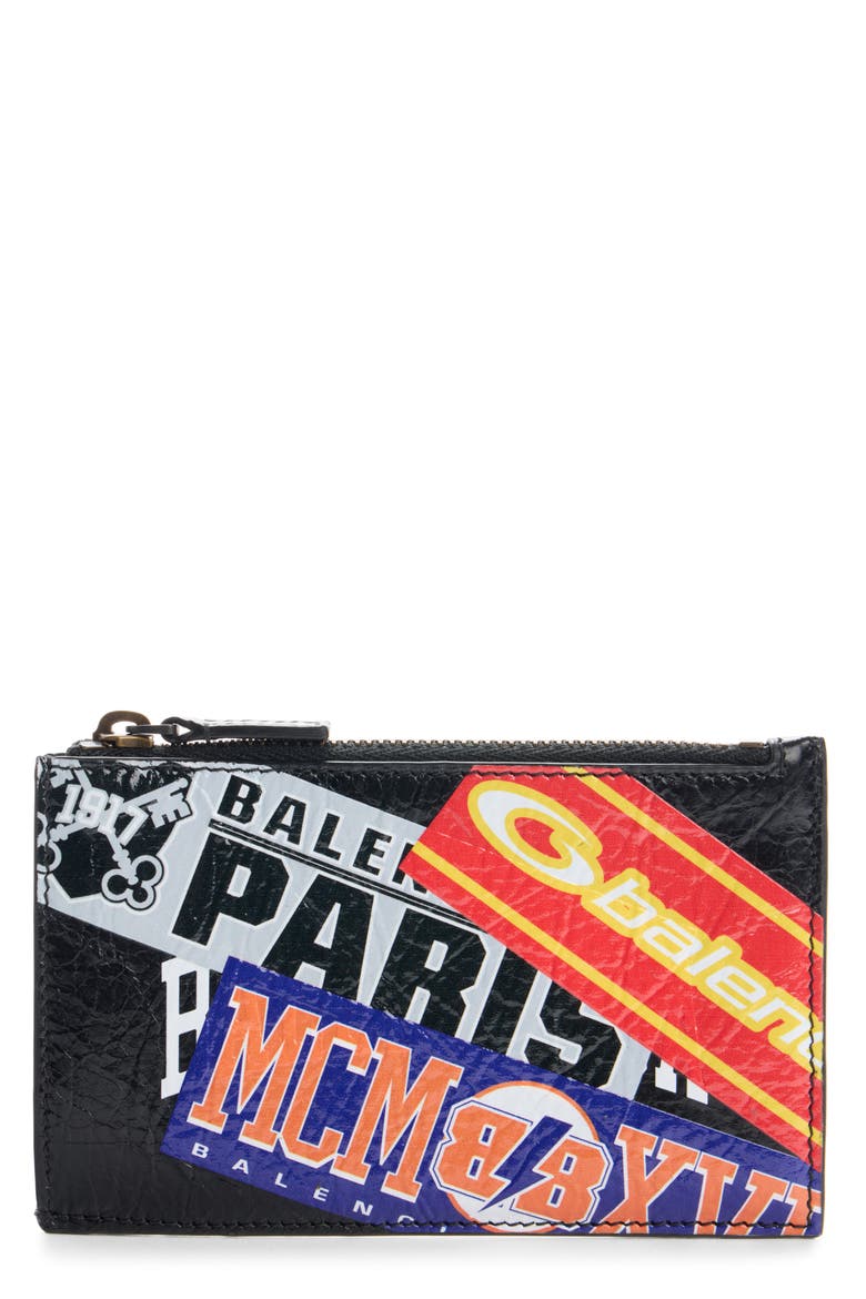 Large Cash Long Arena Leather Coin & Card Holder, Main, color, 1084 BLACK/ MULTICOLOR