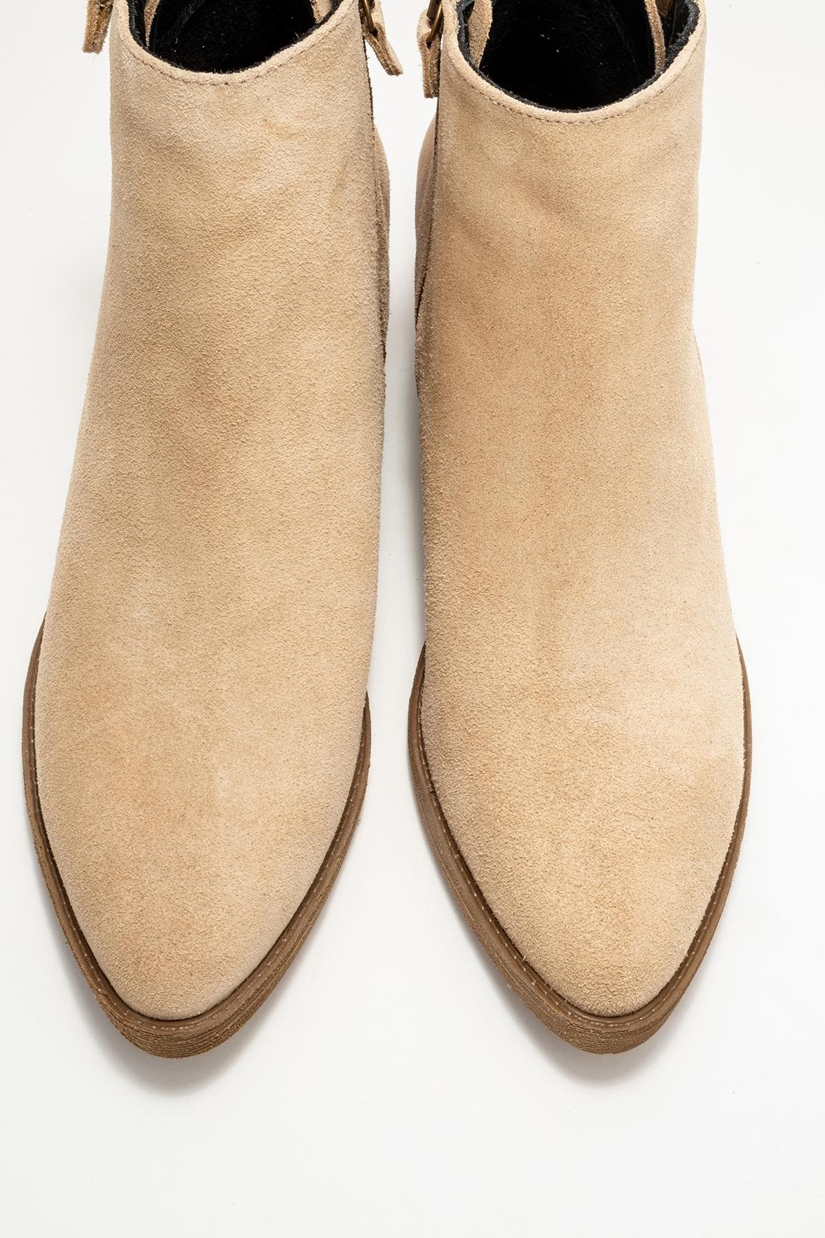 Jayer Leather Double-Zip Block Heel Boot, Alternate, color, Beige Suede Leather