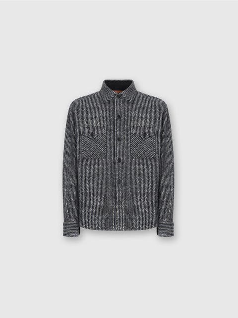 Overshirt In Wool-cotton Blend With Zigzag Pattern