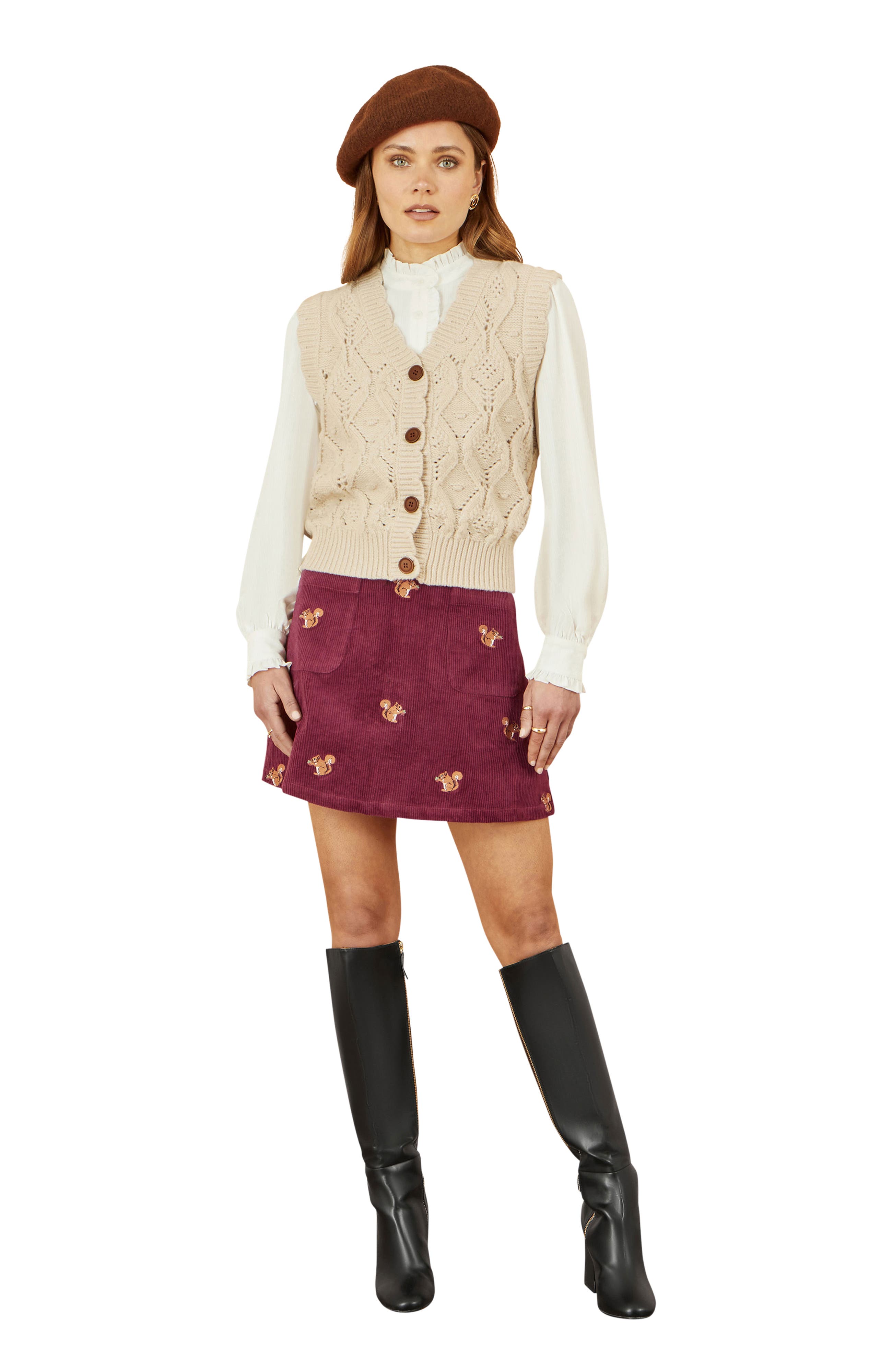 Corduroy Daisy Mini Skirt - image 3