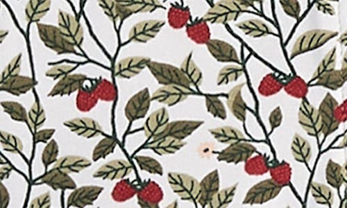 Petit Lem Raspberry Bush Print One Piece Cotton Footie Pajamas In Beige