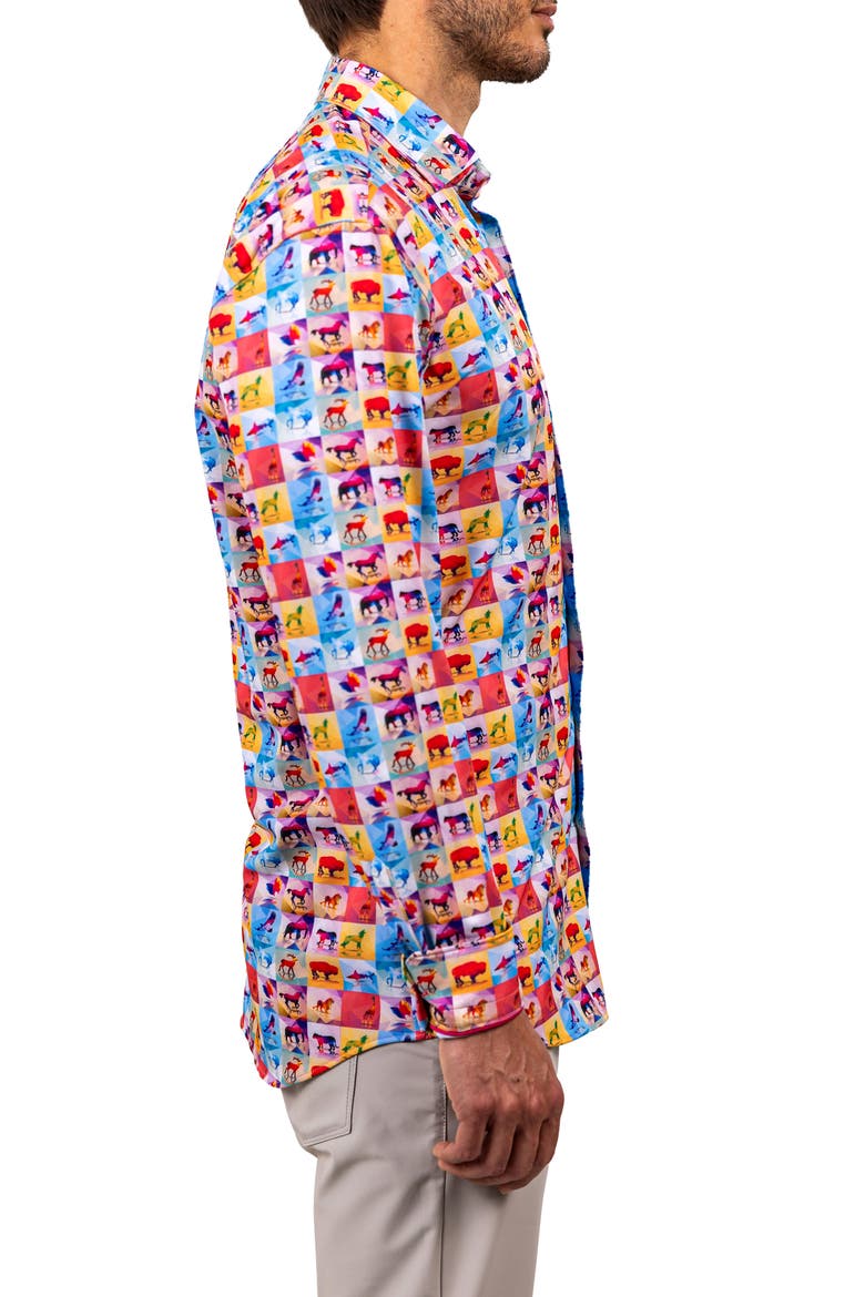 Fibonacci Stretch Ascension 3307 Contemporary Fit Button-Up Shirt, Alternate, color, PINK MULTI