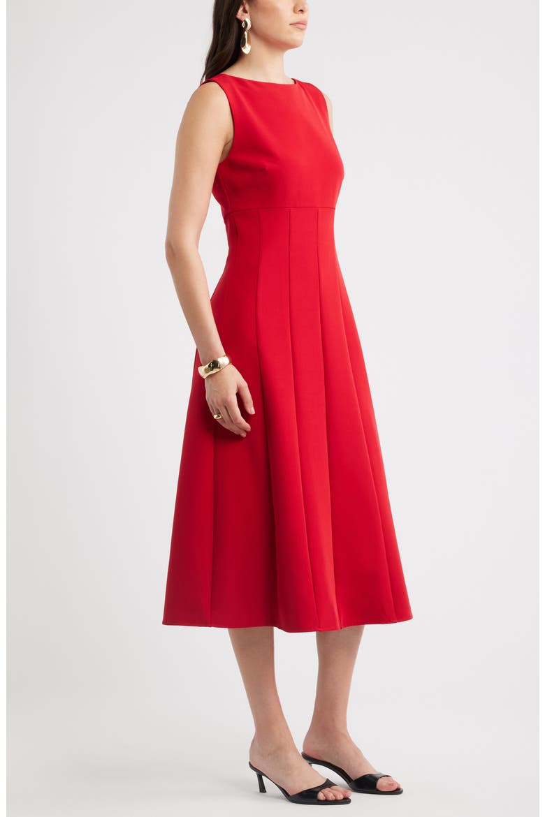 Bateau Neck Midi Dress, Alternate, color, RED EMBOLDENED
