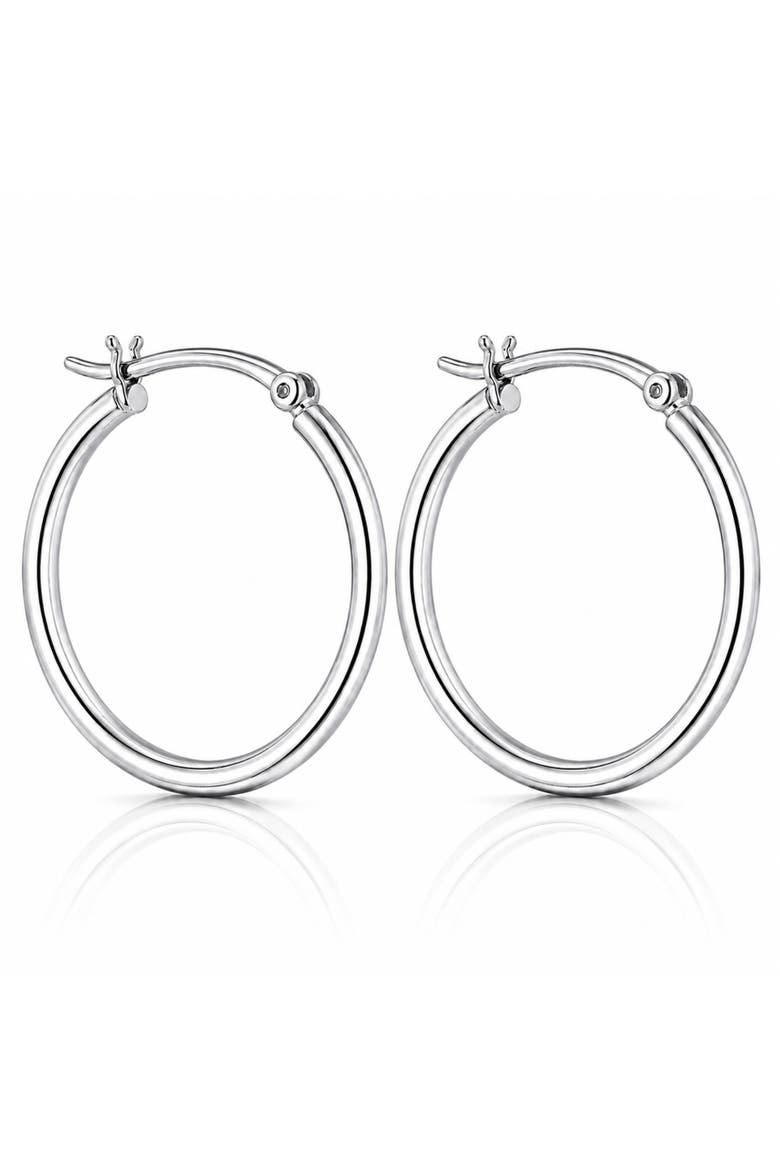 Sterling Silver  Medium Hoop Earrings, Main, color, Silver