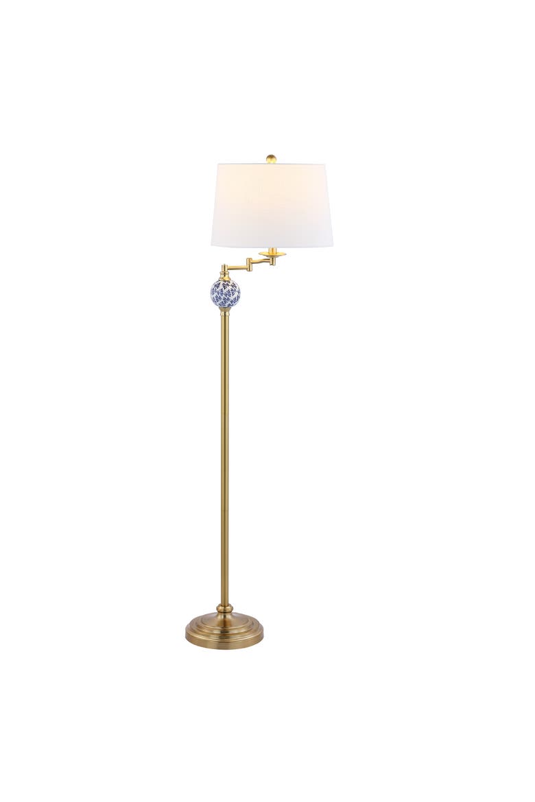 Aveiro Classic Midcentury Iron LED Floor Lamp, Main, color, Brass Gold/Blue