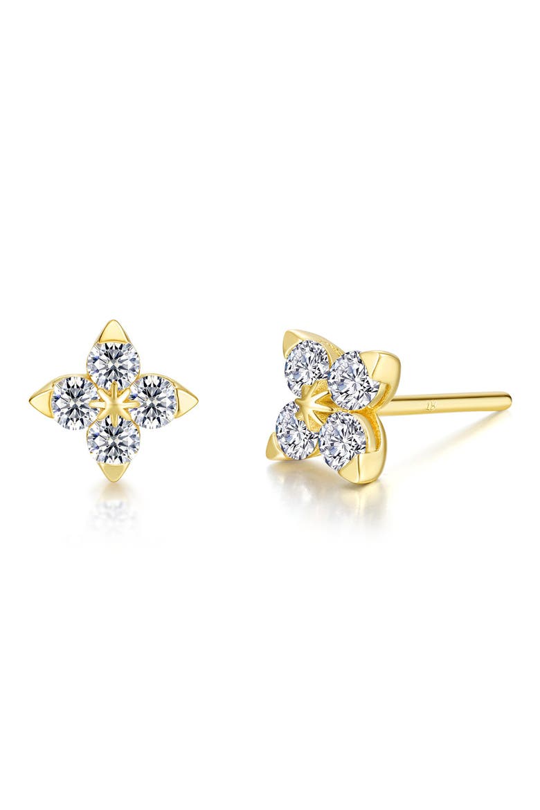 Trillium Simulated Diamond Stud Earrings, Main, color, GOLD