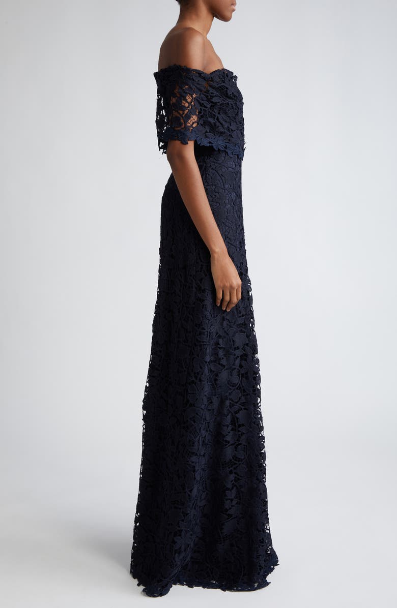 Lela Rose Deedie Off the Shoulder Guipure Lace Gown, Alternate, color, 