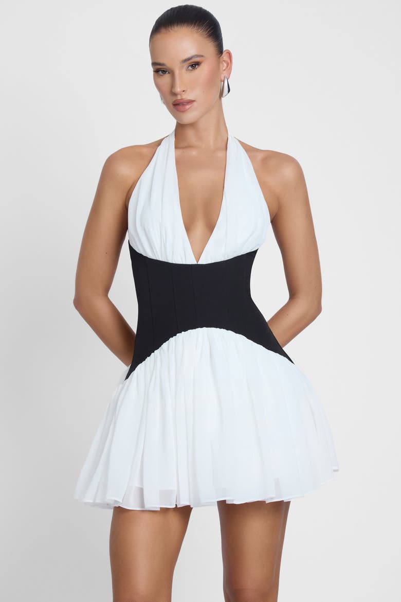 Harper Corset Mini Dress, Alternate, color, White & Black