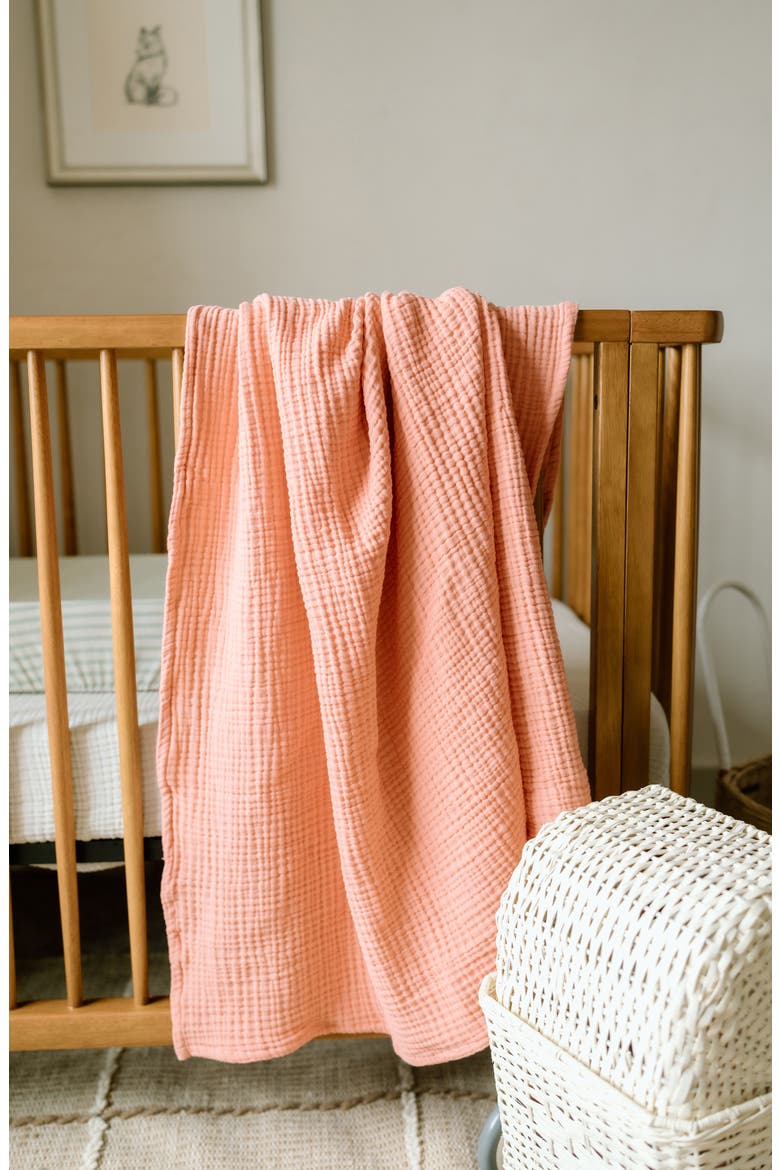 2-Pack Organic Cotton Muslin Swaddle Blankets, Alternate, color, EGGSHELL/ ROSE