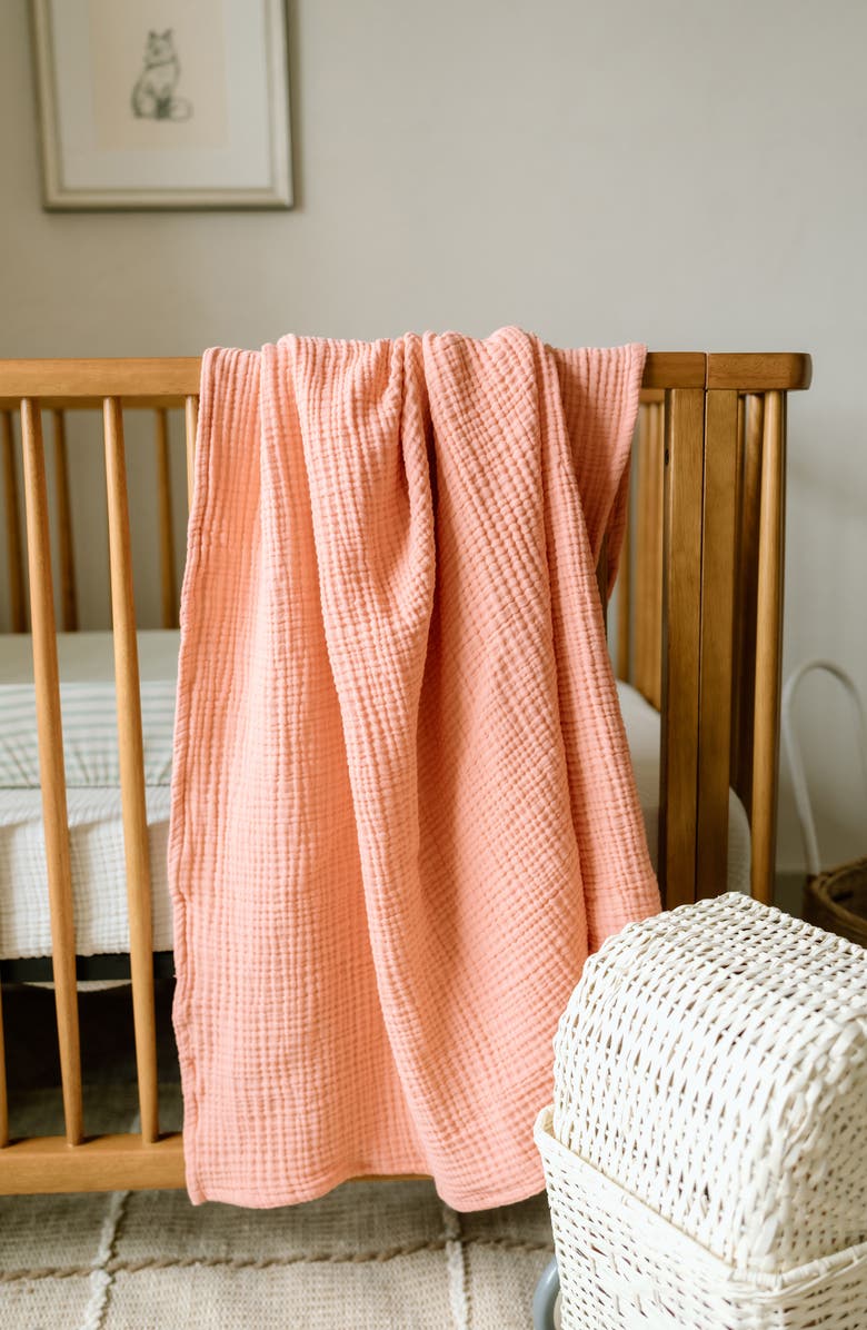 Oilo 2-Pack Organic Cotton Muslin Swaddle Blankets, Alternate, color, Eggshell/ Rose