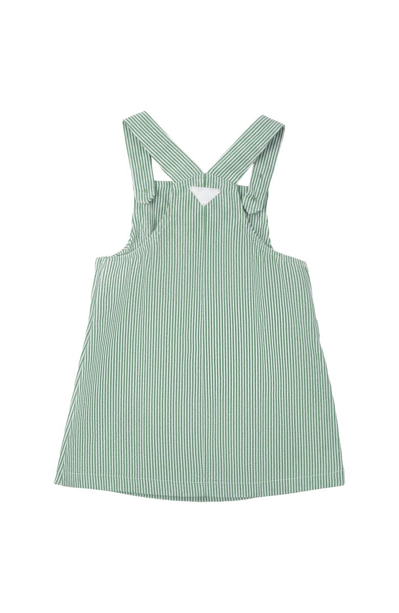 FYI Striped Denim Wide Strap Front Pocket Jumper, Main, color, Green/White
