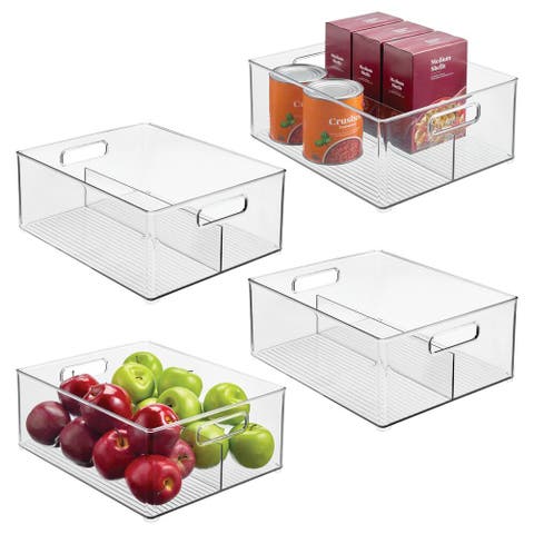 Linus Divided Pantry Bin with Handles - Set of 4 - Clear