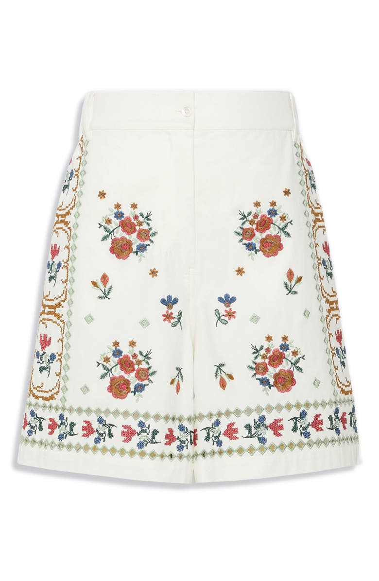 Weekend Max Mara Dobice Floral Embroidered Cotton Shorts, Alternate, color,