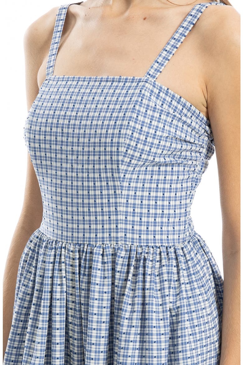 Plaid Dobby Fit & Flare Midi Sundress, Alternate, color, BLUE/ CREAM CHECK