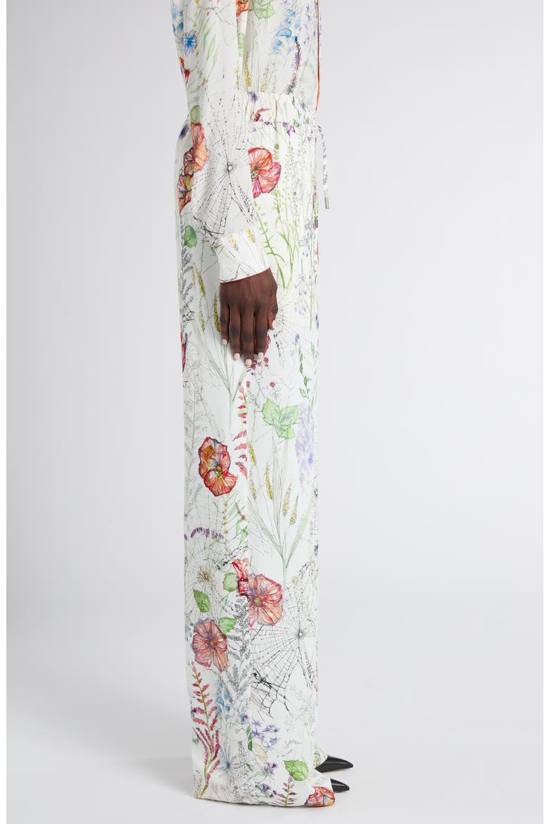 Meadow Floral Print Pants, Alternate, color, WHITE