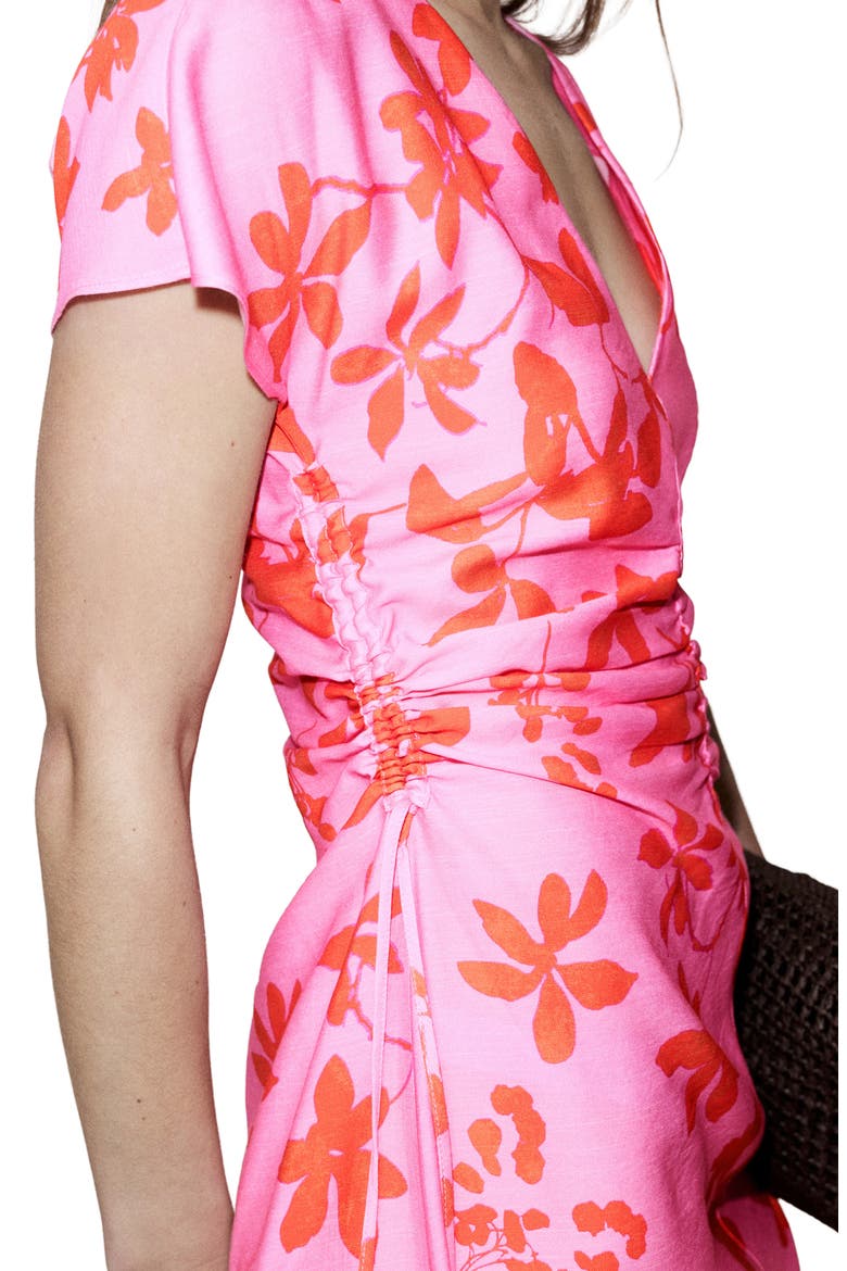 Print Side Ruched Maxi Dress, Alternate, color, PINK