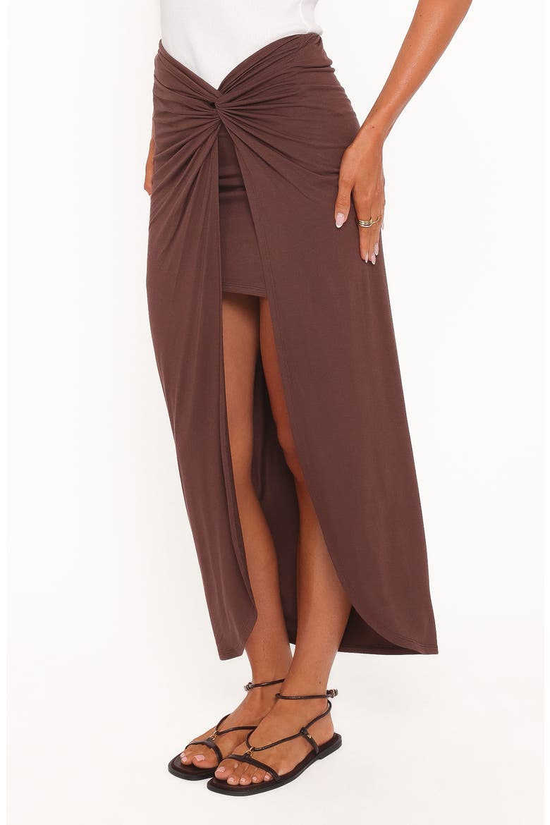 Cassandra Sarong Midi Skirt, Alternate, color, DARK BROWN