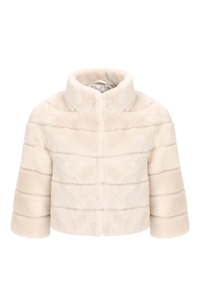 GORSKI Genuine Shearling Cropped Bolero with Cropped Sleeves, Alternate, color, Cream