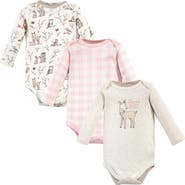 Hudson Baby Essential All-Cotton Long-Sleeve Bodysuit Triple Pack
