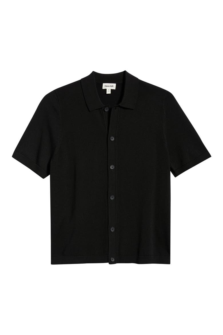 Short Sleeve Button-Up Cardigan, Alternate, color, BLACK