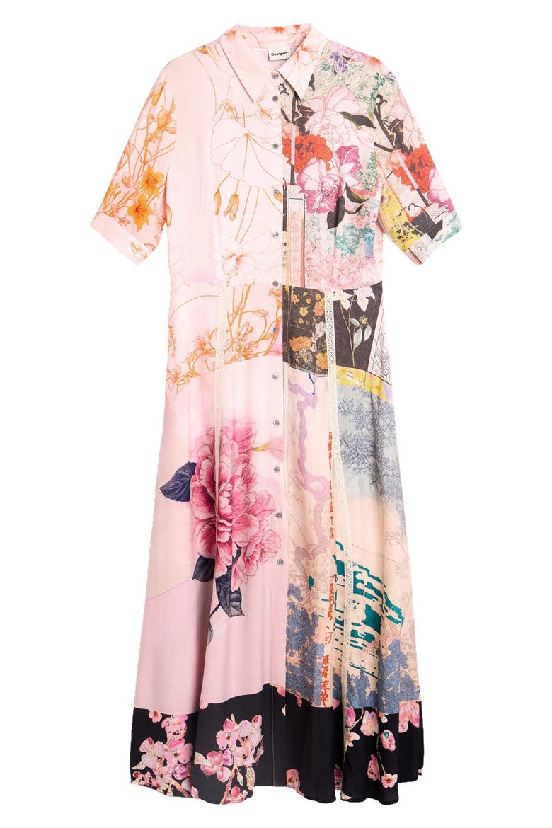 Floral Mixed Print Shirtdress, Alternate, color, PINK