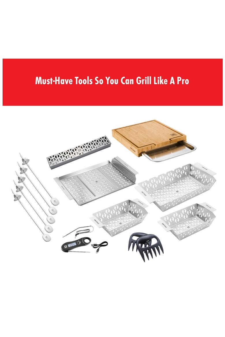 Barbecue 13-Piece Accessories Set, Alternate, color, STAINLESS STEEL