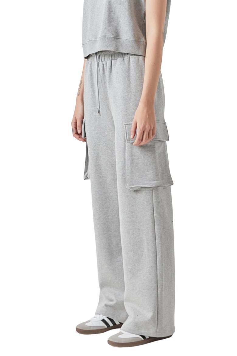 High Waist Wide Leg Cargo Sweatpants, Alternate, color, DARK HEATHER GREY