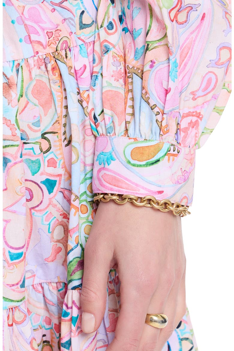 Sydney Paisley Long Sleeve Tiered Shirtdress, Alternate, color, PINK MULTI