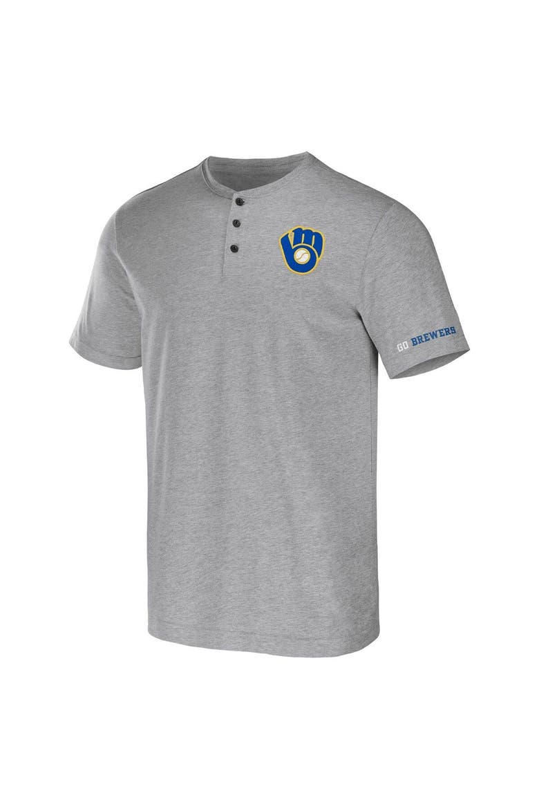 Men's Darius Rucker Collection by Fanatics Heather Gray Milwaukee Brewers Henley T-Shirt, Alternate, color, Heather Gray