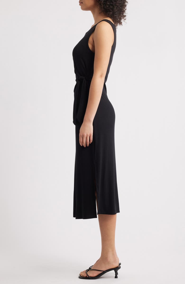 Loveappella Side Tie Sleeveless Midi Dress, Alternate, color, Black