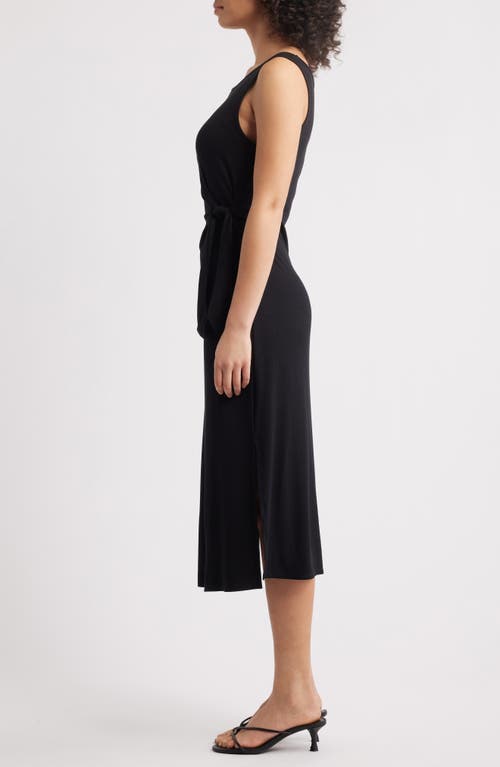 Loveappella Side Tie Sleeveless Midi Dress In Black