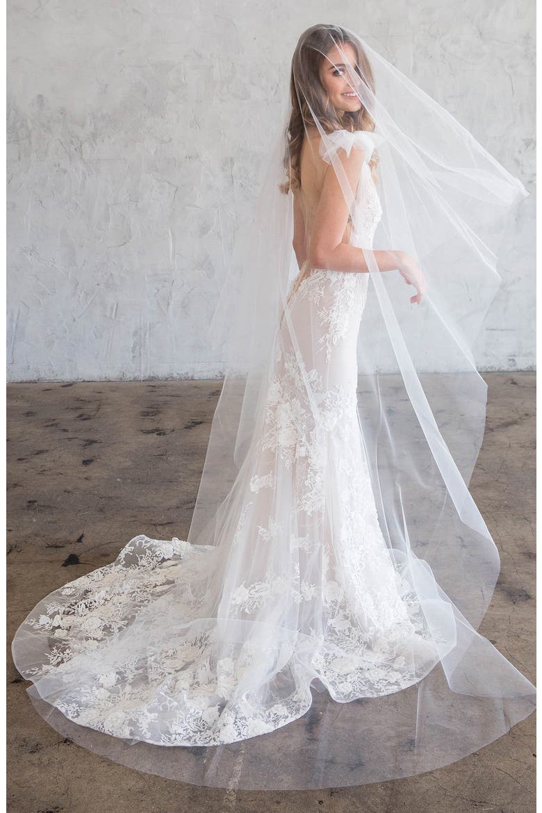 Iman Catherdal Tiered Tulle Veil (Nordstrom Exclusive), Alternate, color, IVORY
