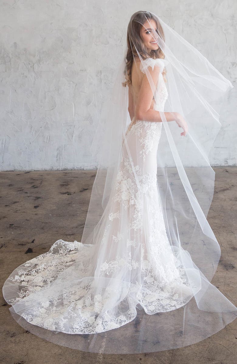 Brides & Hairpins Iman Catherdal Tiered Tulle Veil, Alternate, color, 