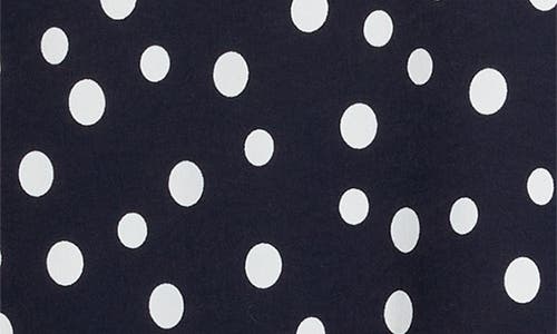 Connected Apparel Dot Side Pleat Sleeveless Midi Dress In Navy