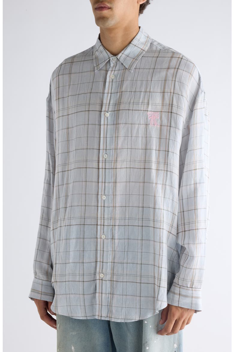 Setar Plaid Button-Up Shirt, Alternate, color, GREY/ PINK