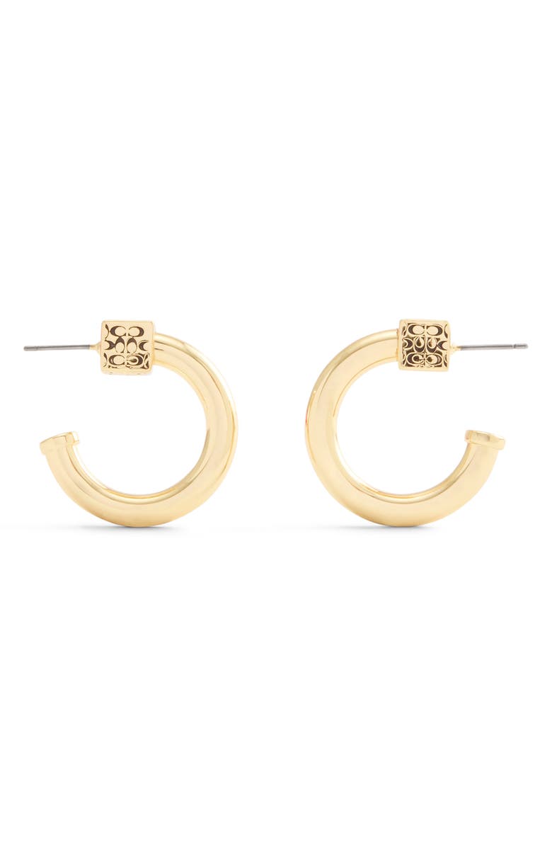 COACH Logo Cube Chubby Hoop Earrings, Alternate, color, 