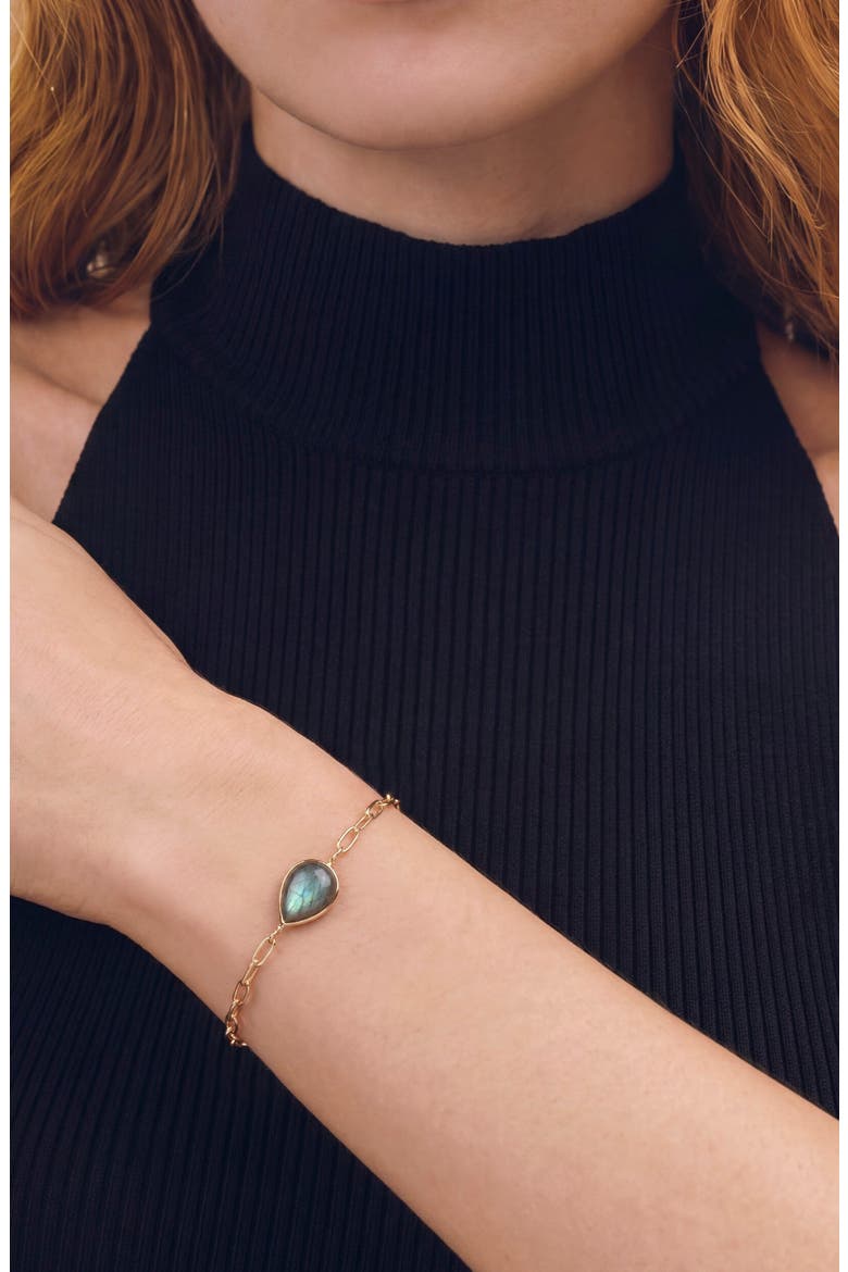 14k Gold Plated Labradorite Chain Bracelet, Alternate, color, GREEN/ GOLD
