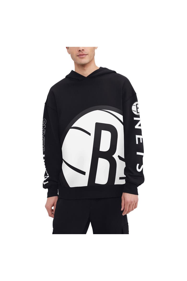 Men's Tommy Jeans Black Brooklyn Nets Kenny Pullover Hoodie, Alternate, color, Black