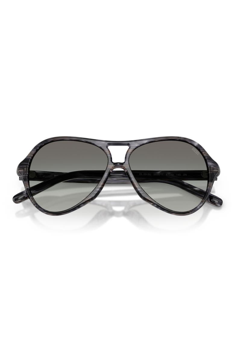 57mm Gradient Pilot Sunglasses, Alternate, color, STRIATED GREY / GRADIENT GREY